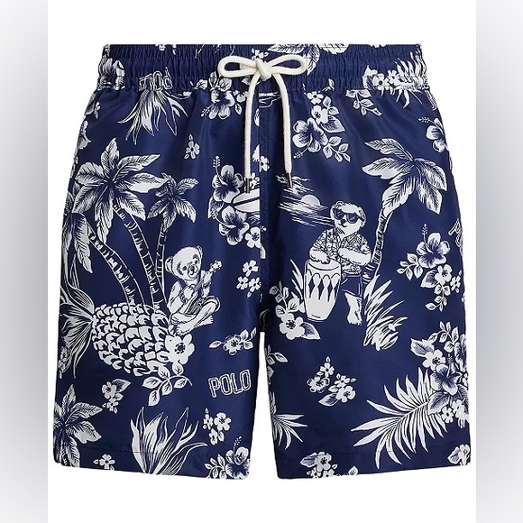 NWT Polo Ralph LaurenMen's 5.75-Inch Traveler Polo Bear Swim Trunks